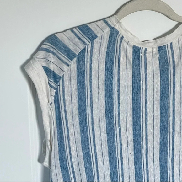 Free People linen striped muscle tank top sleeveless shirt blue 29783 - Picture 9 of 14